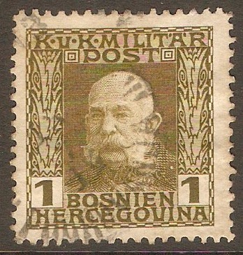 Bosnia and Herzegovina 1912 1h Olive-green. SG362.