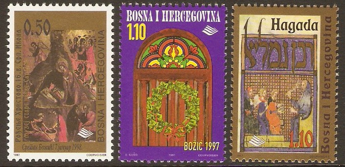 Bosnia and Herzegovina 1997 Religious Events Set. SG563-SG565.