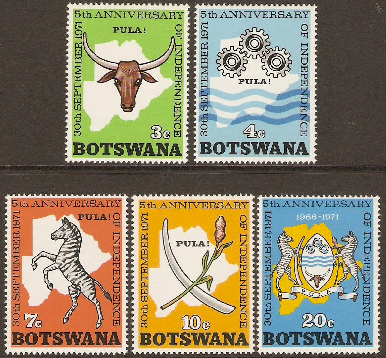 Botswana 1971 Independence Anniversary Set. SG280-SG284.