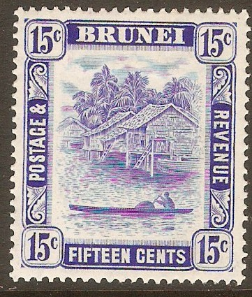 Brunei 1947 15c Ultramarine. SG86.