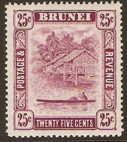 Brunei 1947 25c Deep claret. SG87.