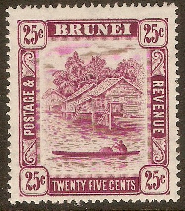 Brunei 1947 25c Deep claret. SG87b.