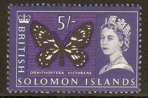 British Solomon Islands 1965 5s Black, ultra. and violet. SG124.