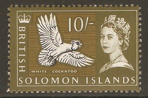 British Solomon Islands 1965 10s Blk, olive-grn and yell. SG125