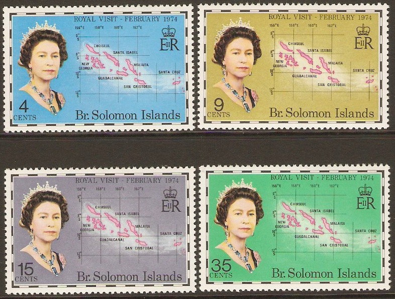 British Solomon Islands 1974 Royal Visit Set. SG250-SG253.