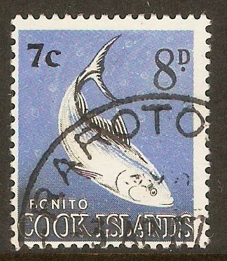 Cook Islands 1967 7c on 8d Black and blue. SG213.