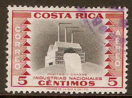 Costa Rica 1954 5c Black and scarlet-National Industries. SG520.