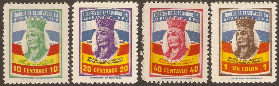 El Salvador 1951 Isabella Anniversary Set. SG991-SG994.