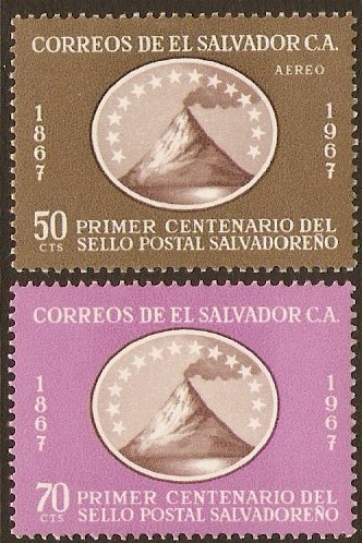 El Salvador 1967 Stamp Centenary Set. SG1256-SG1257.