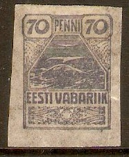Estonia 1919 70p Lilac. SG10. Imperforate.