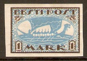 Estonia 1919 1m Blue and brown. SG11a.