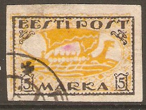 Estonia 1919 5m Yellow and black. SG12a. Imperforate.