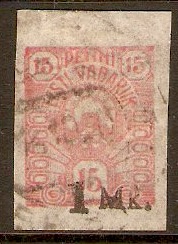 Estonia 1920 1m on 15p Red. SG26. Imperforate.