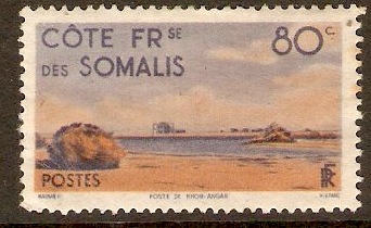 French Somali Coast 1947 80c Orange and violet. SG398.