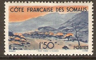 French Somali Coast 1947 1f.50 Blue and orange. SG401.