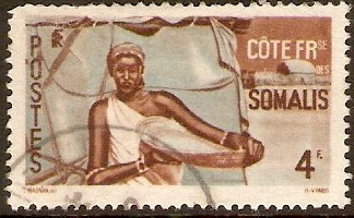 French Somali Coast 1947 4f Brown and grey. SG405.