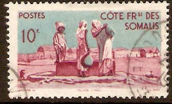 French Somali Coast 1947 10f Purple and grey-blue. SG408.