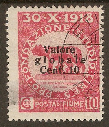 Fiume 1919 10c on 10c Carmine. SG106.