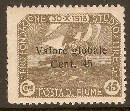 Fiume 1919 45c on 45c Pale olive. SG109.