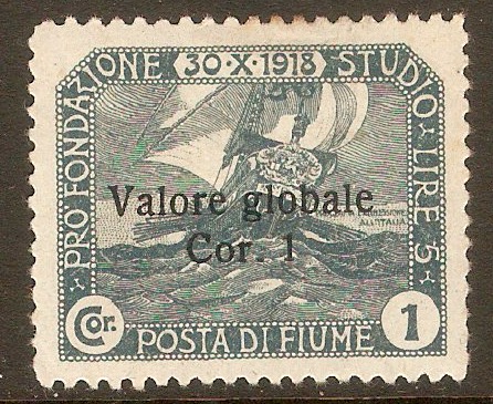 Fiume 1919 1cor on 1cor Slate. SG112.