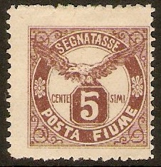 Fiume 1919 5c Brown - Postage Due Stamp. SGD92.