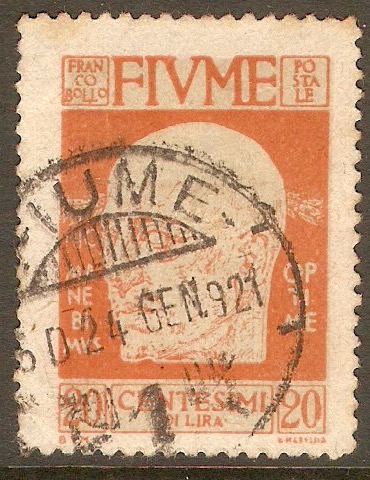 Fiume 1920 20c Orange. SG134.
