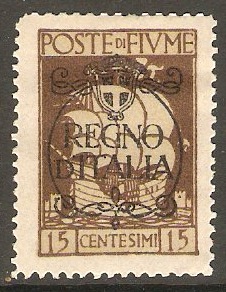 Fiume 1924 15c Brown - Regno d'Italia Overprint. SG215.