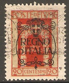 Fiume 1924 20c Vermilion - Regno d'Italia Overprint. SG216.