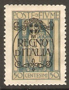 Fiume 1924 50c Pale blue - Regno d'Italia Overprint. SG219.