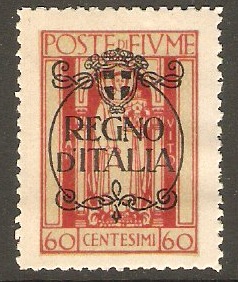 Fiume 1924 60c Rose - Regno d'Italia Overprint. SG220.