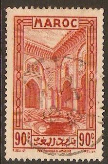 French Morocco 1933 90c Vermilion. SG183.