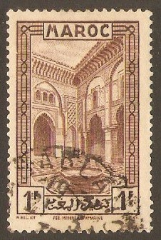 French Morocco 1933 1f Chocolate. SG184.