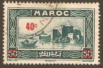 French Morocco 1939 40c on 50c Deep blue-green. SG213.