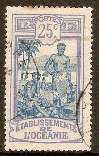 French Oceanic Settlements 1913 25c Blue and ultramarine. SG27.