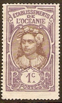 French Oceanic Settlements 1913 1c Brown and violet. SG21.