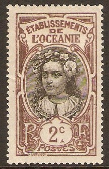 French Oceanic Settlements 1913 2c Grey and brown. SG22.