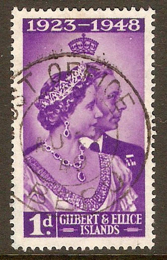 Gilbert and Ellice 1949 1d Silver Wedding series. SG57.