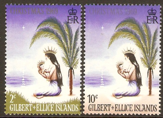 Gilbert and Ellice 1969 Christmas Set. SG157-SG158.