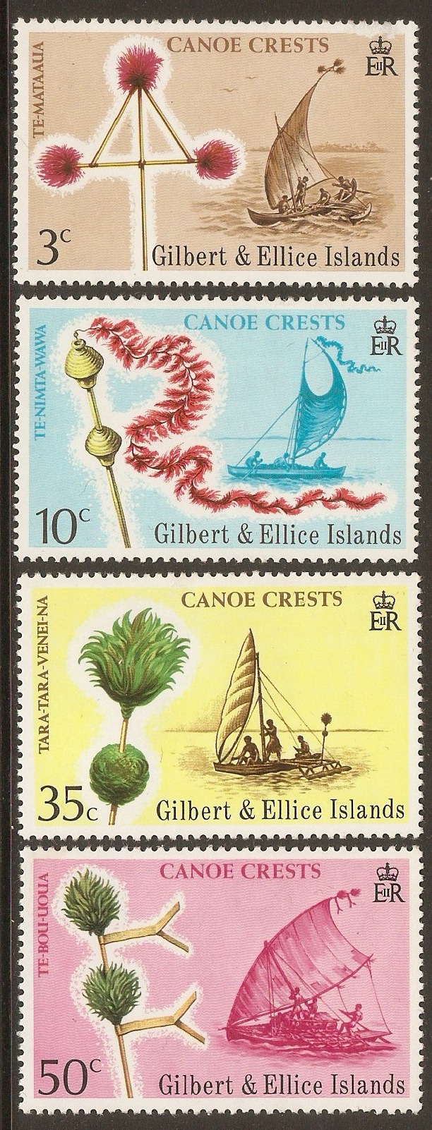 Gilbert and Ellice 1974 Canoe Crests set. SG227-SG230.
