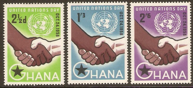 Ghana 1958 UN Day Set. SG201-SG203.