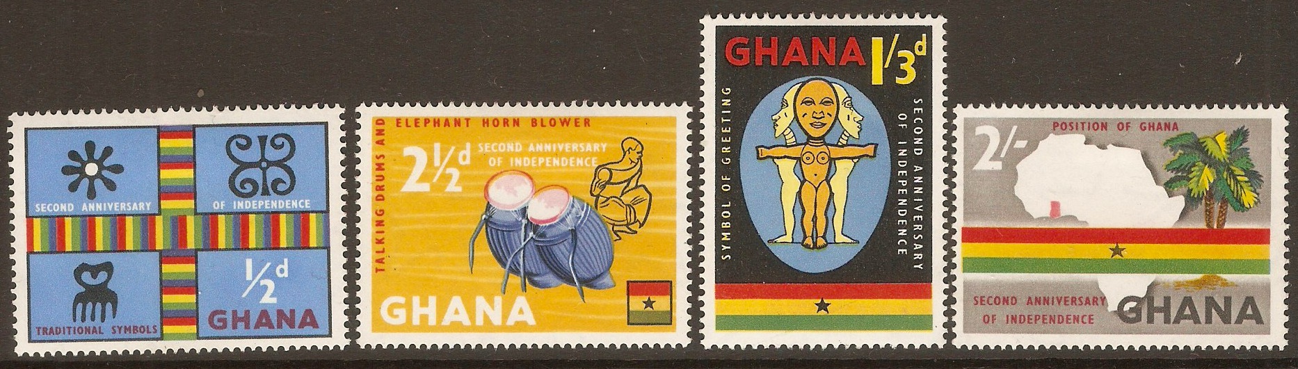 Ghana 1959 Independence Anniversary Set. SG207-SG210.