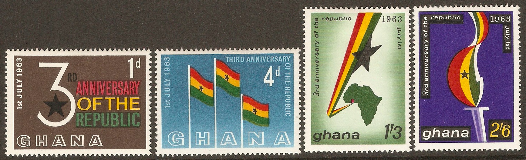 Ghana 1963 Republic Anniversary Set. SG311-SG314.