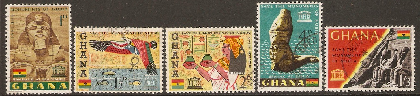 Ghana 1963 Nubian Monuments Set. SG319-SG323.