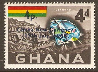 Ghana 1965 4p on 4d Decimal overprint series. SG384.