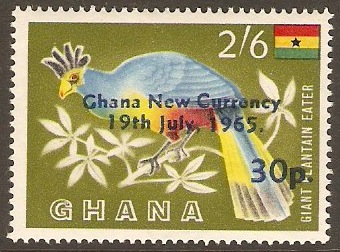 Ghana 1965 30p on 2s.6d Decimal overprint series. SG388.