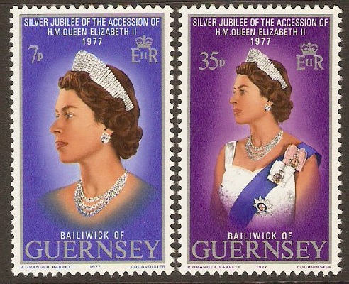 Guernsey 1977 Silver Jubilee Stamps Set. SG149-SG150.