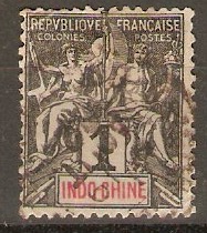 Indo-China 1892 1c Black on azure. SG6.