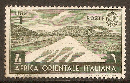 Italian East Africa 1938 1l Grey-olive. SG12.