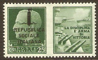 Social Republic 1944 25c Green - Navy. SG64A.