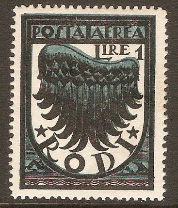 Rhodes 1934 1l Black and green. SG126.